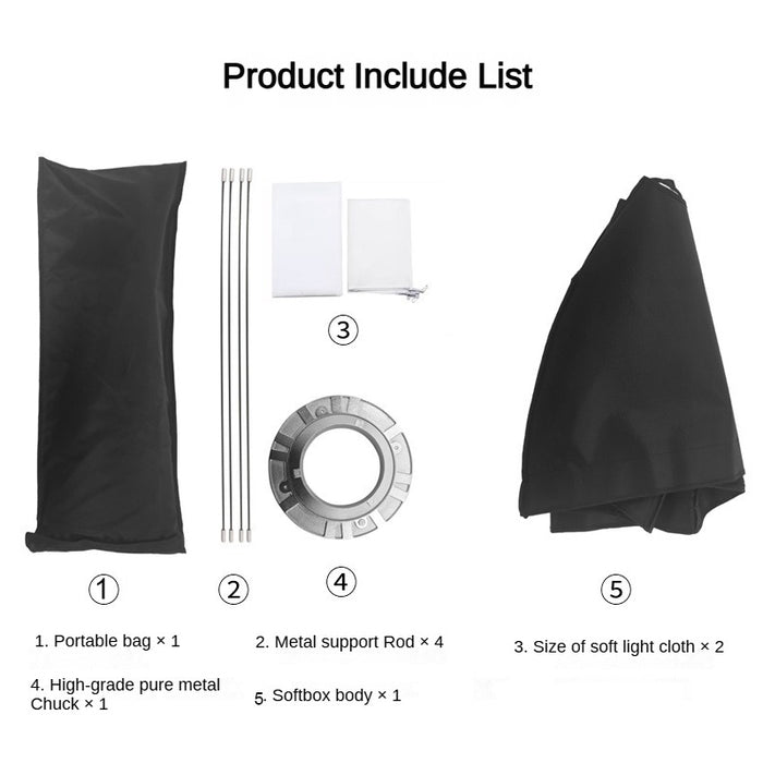 REFLEX CAMERA 60×90cm (24×35in) Softbox with Bowens Mount | Rectangular Photography Lighting Softbox with 2 Diffusers | Portable Soft Light Modifier for Portraits & Product Photography