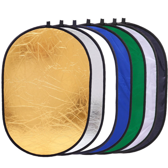 REFLEX CAMERA 7-in-1 Photography Reflector 90cm/120cm Rectangular – Translucent/Silver/Gold/White/Black/Blue/Green – Light Diffuser & Chroma Key Background Kit with Carrying Case