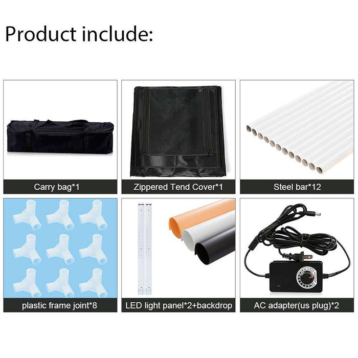REFLEX CAMERA 70×70×70cm (27.6×27.6×27.6in) LED Light Box Photo Studio | 192 LED Beads 5500K | Foldable Shooting Tent with 3 PVC Backdrops | Professional Product Photography Lightbox