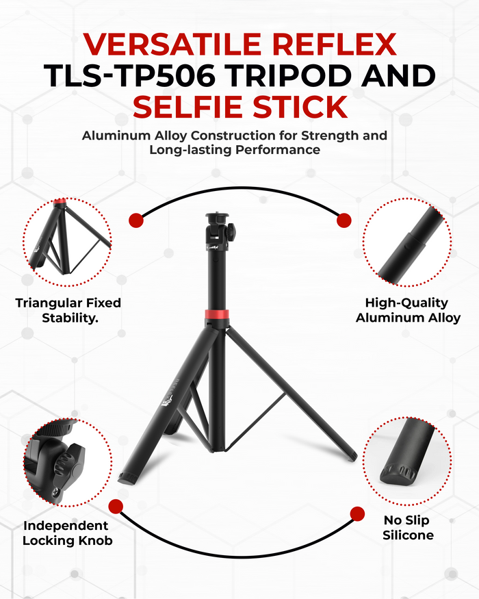 REFLEX CAMERA 76" Lightweight Aluminum Tripod – Extendable to 190cm with 1/4" Mount, 180° Rotation for DSLR, Smartphones & Lighting Gear