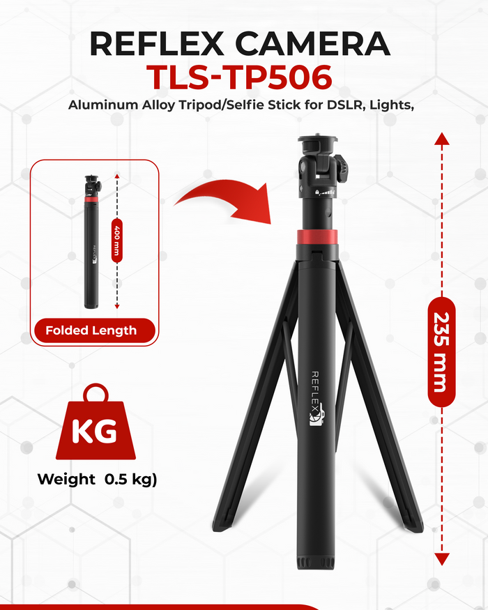 REFLEX CAMERA 76" Lightweight Aluminum Tripod – Extendable to 190cm with 1/4" Mount, 180° Rotation for DSLR, Smartphones & Lighting Gear