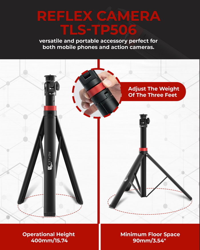 REFLEX CAMERA 76" Lightweight Aluminum Tripod – Extendable to 190cm with 1/4" Mount, 180° Rotation for DSLR, Smartphones & Lighting Gear