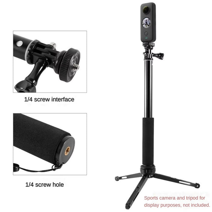 REFLEX CAMERA 93.5cm Extension Pole Selfie Stick Tripod for Insta360, GoPro Hero 13–5 | 1/4" Screw Adapter | Invisible Monopod for 360° Action Cameras & Sports Filming