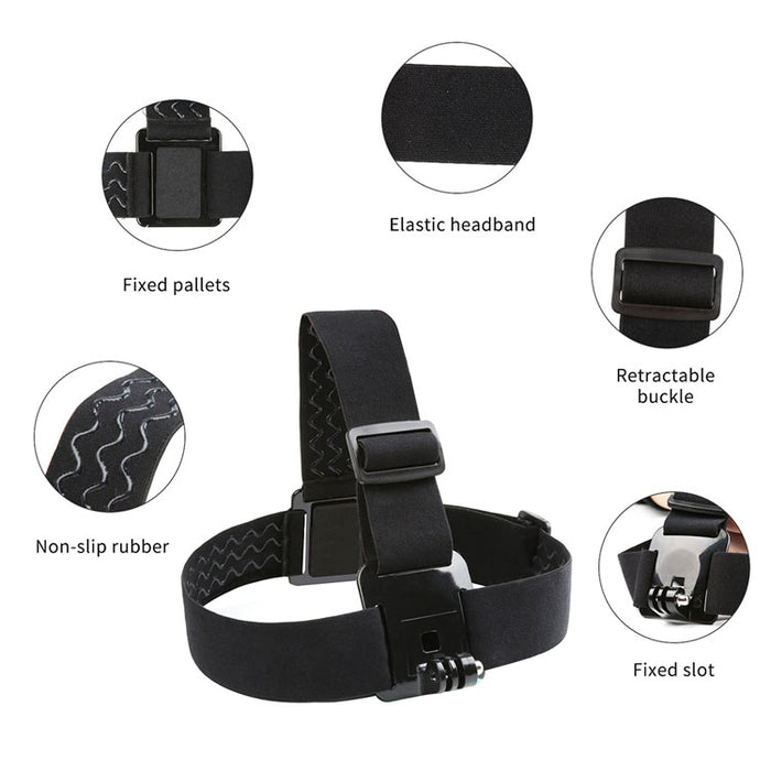 REFLEX CAMERA Adjustable Head Mount Strap for GoPro Hero 13-5, DJI OSMO – Hands-Free POV Headband with Non-Slip Grip for Action Cameras, Ideal for Skiing, Biking, Outdoor Sports
