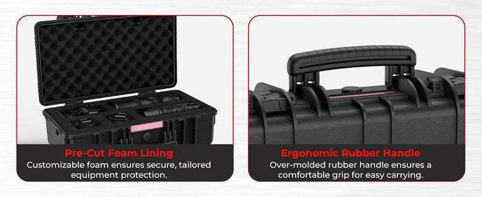 Reflex Camera Professional Hard Carry Case - Waterproof, Dustproof, Shockproof with Customizable Foam Interior, IP67 Rated, Pressure Relief Valve, Heavy-Duty Protection
