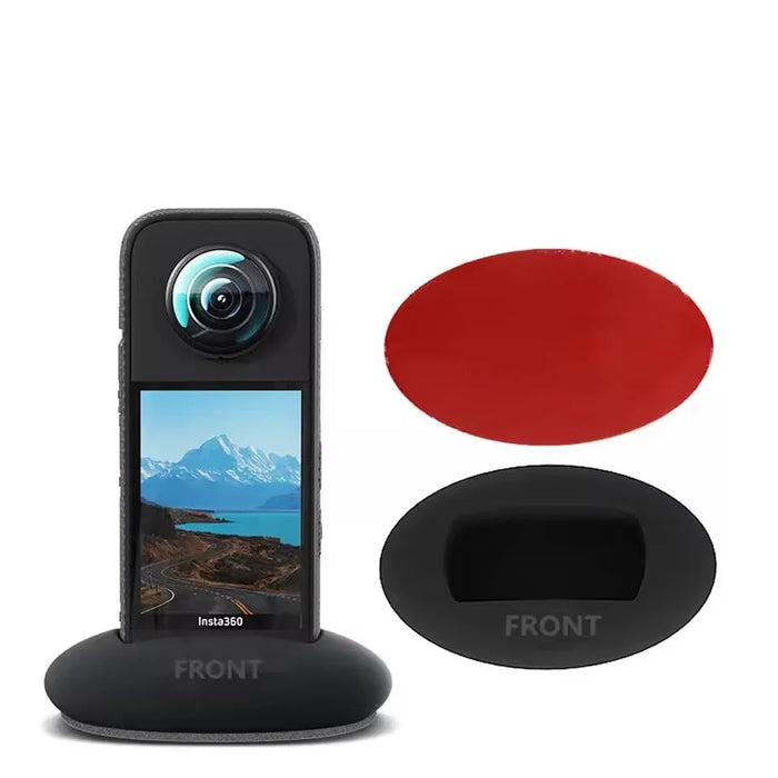 Reflex Camera Protective Silicone Sleeve and Base Stand for Insta360 X4 Action Camera – Custom Fit Shockproof Cover with Non-Slip Dock and Adhesive Pad