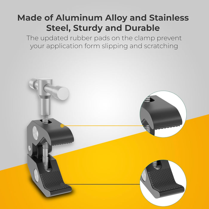 Clamp with rubber pads on a gray and orange background