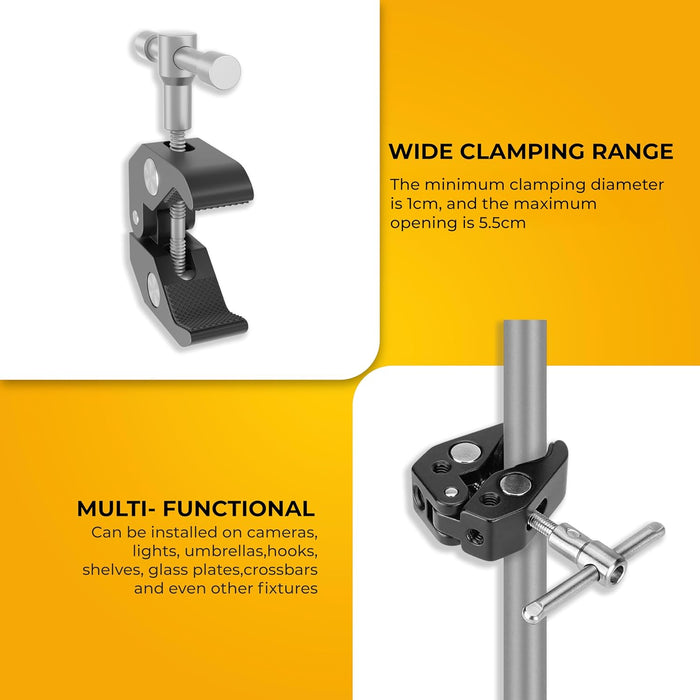 Mini Clamp with text on a yellow background