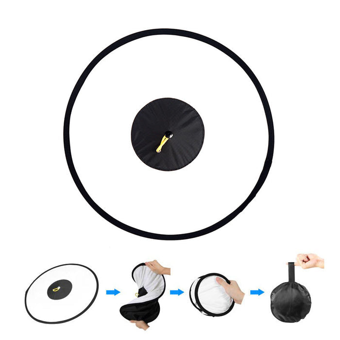 REFLEX CAMERA Universal 44cm (17.3in) Round Flash Softbox Diffuser for DSLR Speedlite | Portable Ring Light Modifier for Studio Portrait Photography | Includes Storage Box | Black & White Cloth