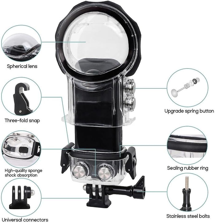REFLEX CAMERA Waterproof Case with Dome Lens for Insta360 X3 – 50M/164FT Underwater & Adventure Protection
