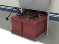 RV battery compartment with two deep cycle batteries installed and connected
