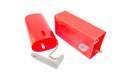 Red SB and SBX connector lockout device for electrical safety, with chain and latch