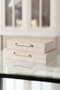 Set of 2 Ivory Faux Shagreen Boxes
