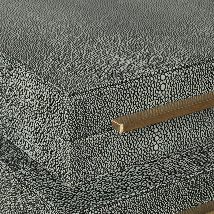 Set of 3 Green Faux Shagreen Boxes