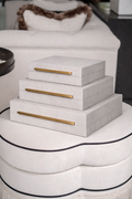 Set of 3 Ivory Faux Shagreen Boxes