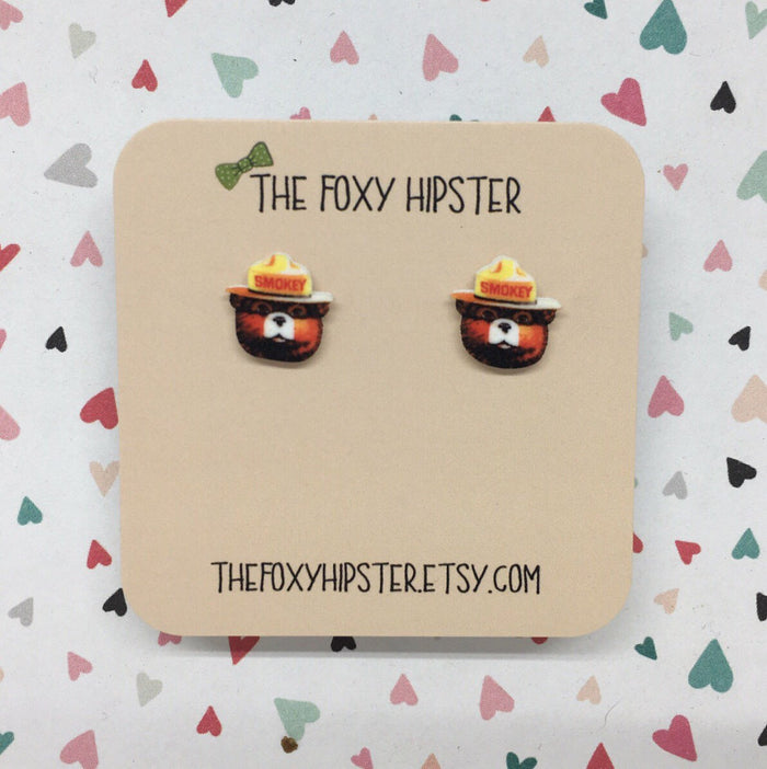 Smokey the Bear Inspired Stud Earrings