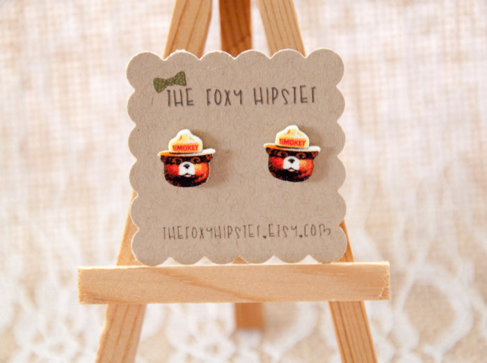 Smokey the Bear Inspired Stud Earrings