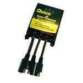 Solar-powered charge regulator with three cables, black box for battery management