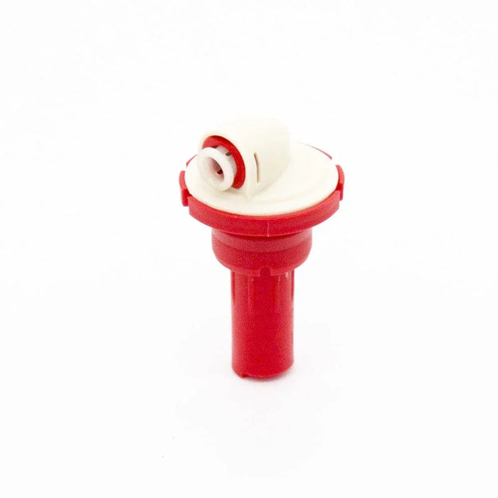 Red and white replacement valve for spider system on white background