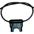 standard open blade fuse holder with attached black wire for electrical power connections