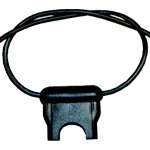 standard open blade fuse holder with attached black wire for electrical power connections