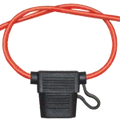 standard blade fuse holder with cover and red wiring for electrical applications