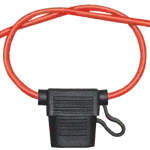 standard blade fuse holder with cover and red wiring for electrical applications