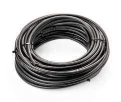 Coiled black barbed tubing for facility power parts and accessories