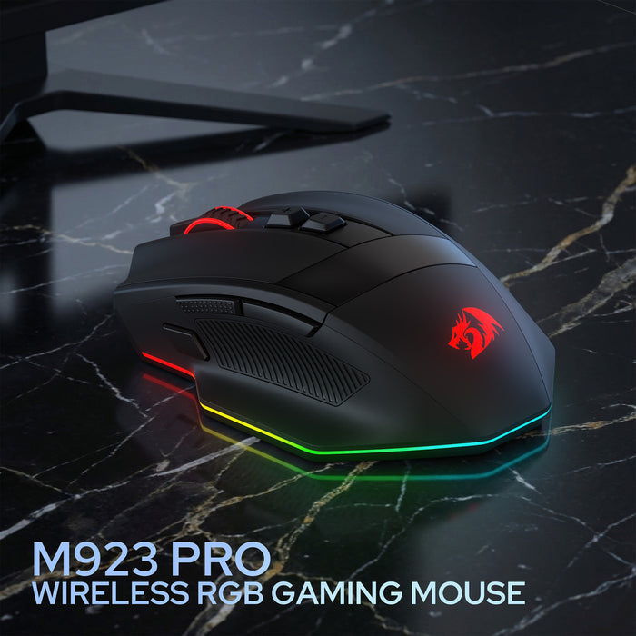 Redragon M923 PRO 3-Mode RGB Gaming Mouse, Optical Ergonomic Gamer Mouse with Max 24,000DPI, Pro Precision Sensor SG8960, 8 Macro Buttons, Software Supported
