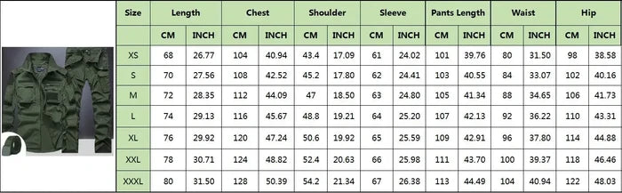 Summer Sets Mens Outdoor Breathable Multiple Pockets Combat Long Sleeve Shirts Cargo Pants Suits Male