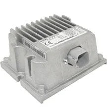 12 amp 24 volt to 12 volt power converter with switched output, metal casing, cooling fins