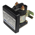 12-volt 200-amp battery separator relay with metal mounting bracket and labeled front panel