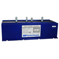 Blue multi battery isolator with four terminals and labeled front panel for power management
