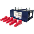 70 amp multi battery isolator with blue casing and six red terminal covers
