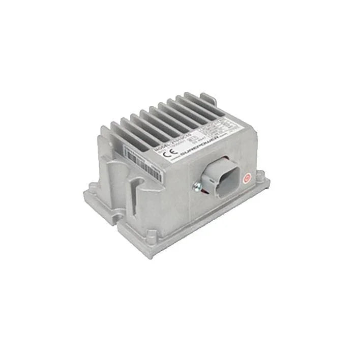 24V to 12V 7.5A battery converter with metal casing and finned heat sink