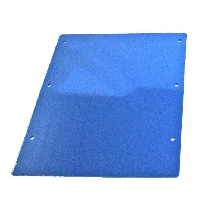 Blue swing arm stiffener plate with pre-drilled mounting holes