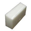 White rectangular swing arm stop block for motive power equipment