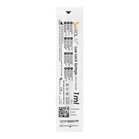 Sol M; Syringe without Needle, Luer Lock Individual Packaging