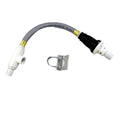 Battery watering tee regulator with attached hose and metal mounting bracket