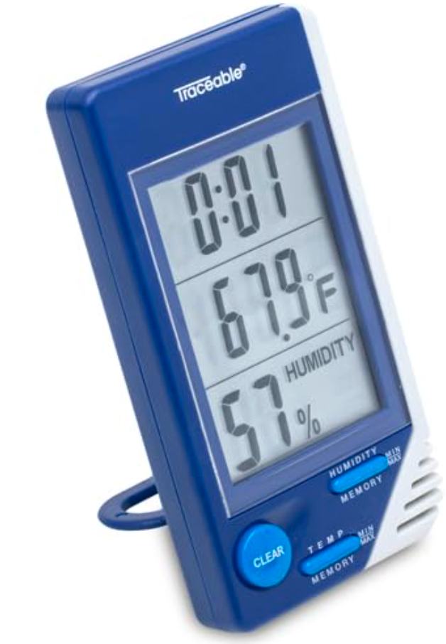 TRACEABLE - Thermometer w/ Clock, Humidity Monitor, & Calibration (part# 4040)