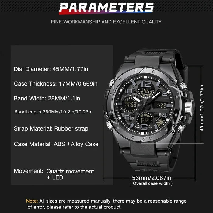 Trendy new men's sports watch, multifunctional electronic watch for teenagers and students