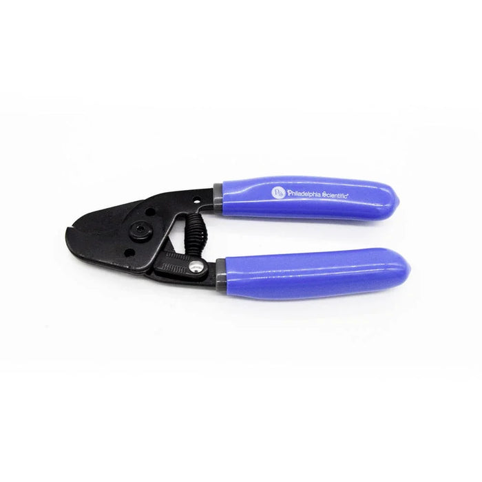 Tubing cutter with blue handles and black blade for single point watering systems