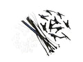 Assorted black plastic wye fittings with collars and cable ties for facility power systems