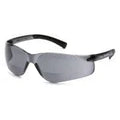 Black safety glasses with tinted lenses and wraparound design